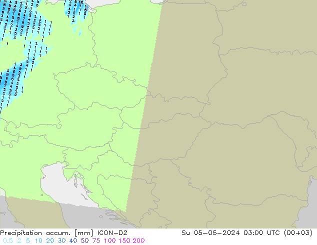 Precipitation accum. ICON-D2 Ne 05.05.2024 03 UTC