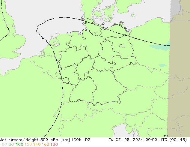 Courant-jet ICON-D2 mar 07.05.2024 00 UTC