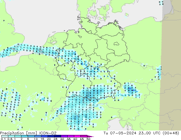 Precipitation ICON-D2 Tu 07.05.2024 00 UTC