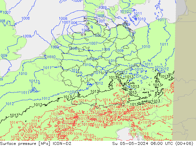 地面气压 ICON-D2 星期日 05.05.2024 06 UTC