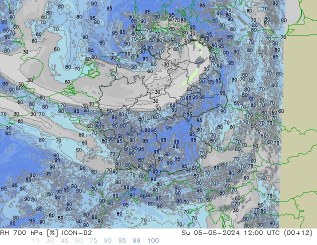 Humedad rel. 700hPa ICON-D2 dom 05.05.2024 12 UTC