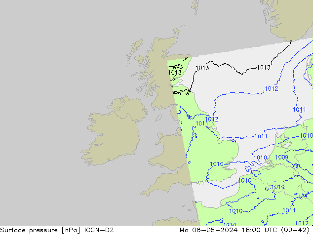 Surface pressure ICON-D2 Mo 06.05.2024 18 UTC