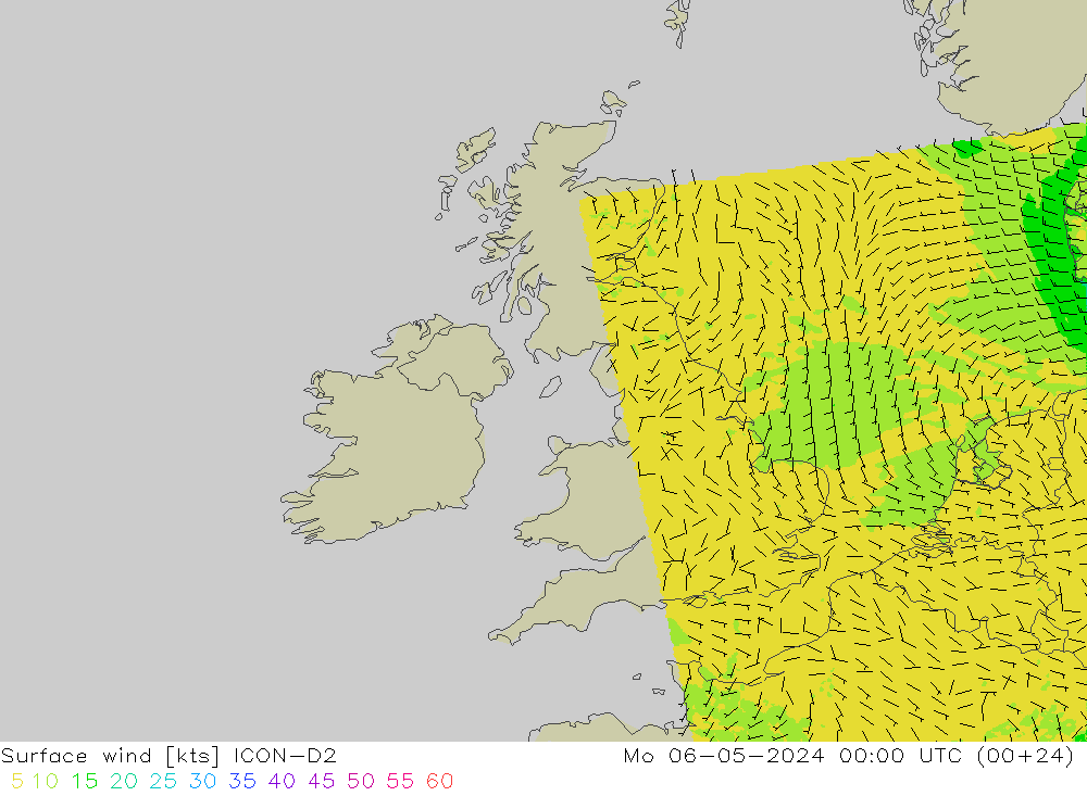 Vent 10 m ICON-D2 lun 06.05.2024 00 UTC