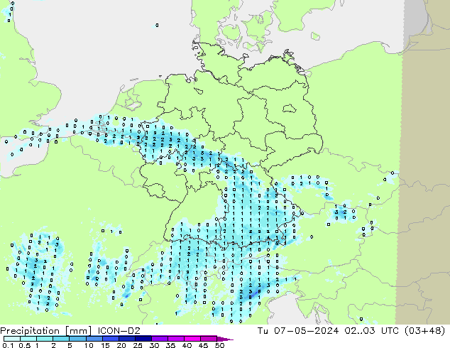 precipitação ICON-D2 Ter 07.05.2024 03 UTC
