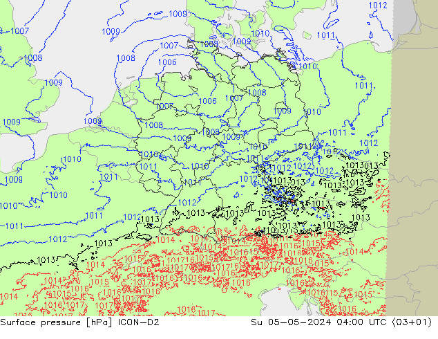 地面气压 ICON-D2 星期日 05.05.2024 04 UTC