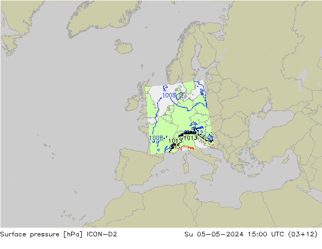 Bodendruck ICON-D2 So 05.05.2024 15 UTC