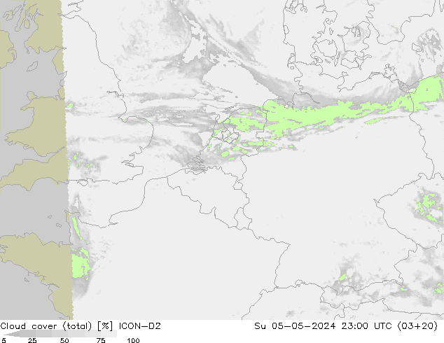 Bulutlar (toplam) ICON-D2 Paz 05.05.2024 23 UTC