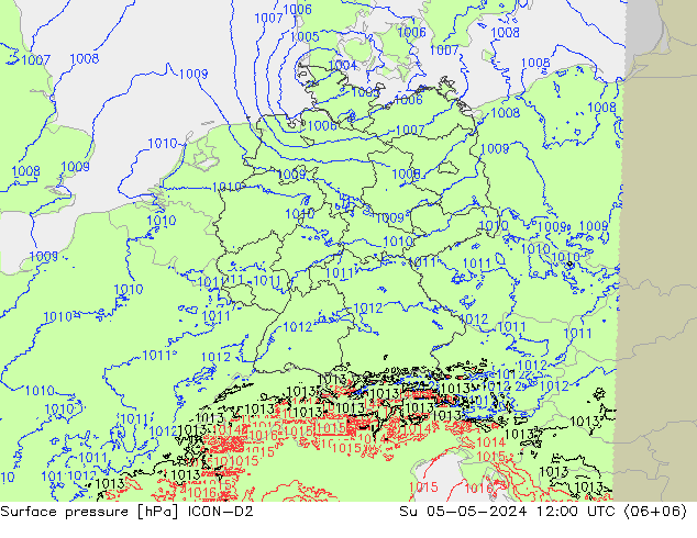 Bodendruck ICON-D2 So 05.05.2024 12 UTC