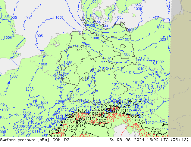 Bodendruck ICON-D2 So 05.05.2024 18 UTC