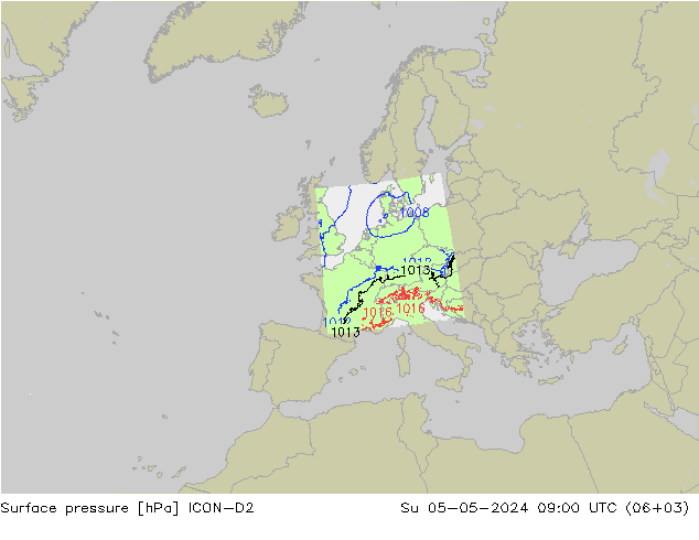 Bodendruck ICON-D2 So 05.05.2024 09 UTC