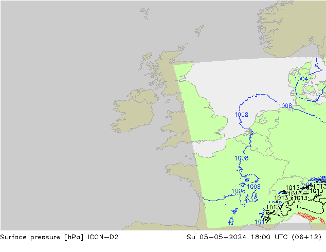 Surface pressure ICON-D2 Su 05.05.2024 18 UTC