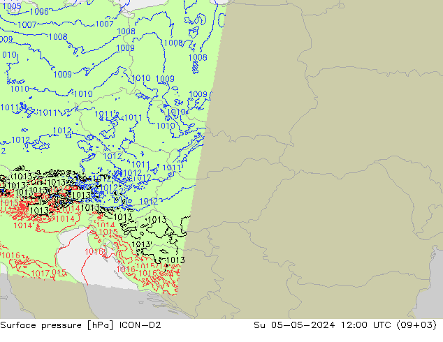 Yer basıncı ICON-D2 Paz 05.05.2024 12 UTC