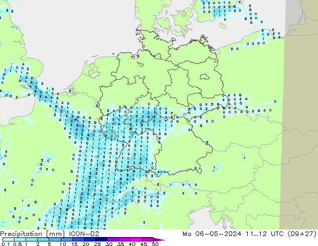 осадки ICON-D2 пн 06.05.2024 12 UTC