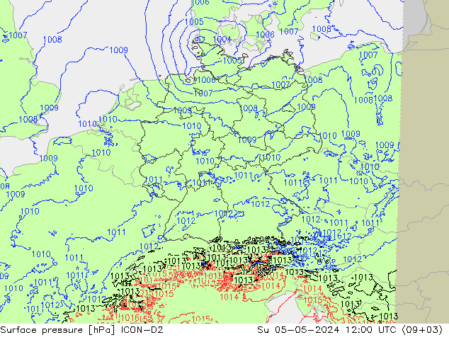 地面气压 ICON-D2 星期日 05.05.2024 12 UTC