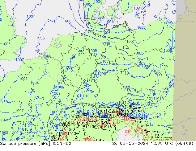 pression de l'air ICON-D2 dim 05.05.2024 18 UTC