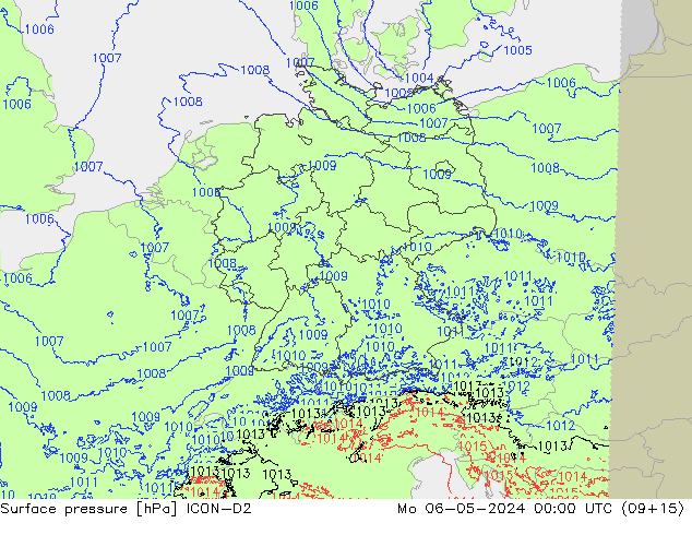 Luchtdruk (Grond) ICON-D2 ma 06.05.2024 00 UTC