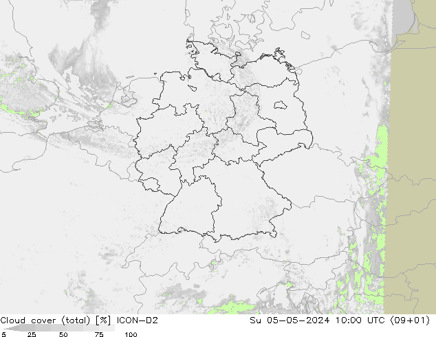 Bulutlar (toplam) ICON-D2 Paz 05.05.2024 10 UTC