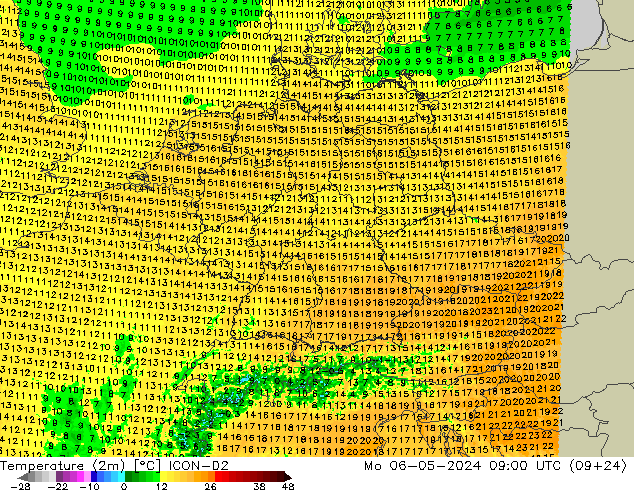 Temperature (2m) ICON-D2 Mo 06.05.2024 09 UTC