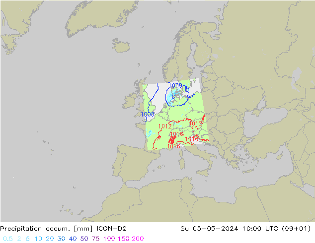 Precipitation accum. ICON-D2 Вс 05.05.2024 10 UTC