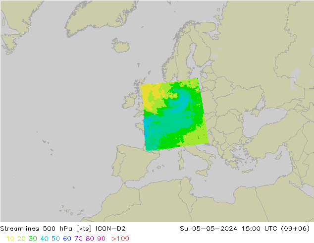 Stromlinien 500 hPa ICON-D2 So 05.05.2024 15 UTC