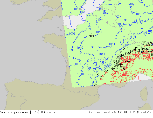 pression de l'air ICON-D2 dim 05.05.2024 12 UTC