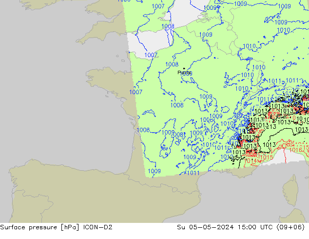 приземное давление ICON-D2 Вс 05.05.2024 15 UTC