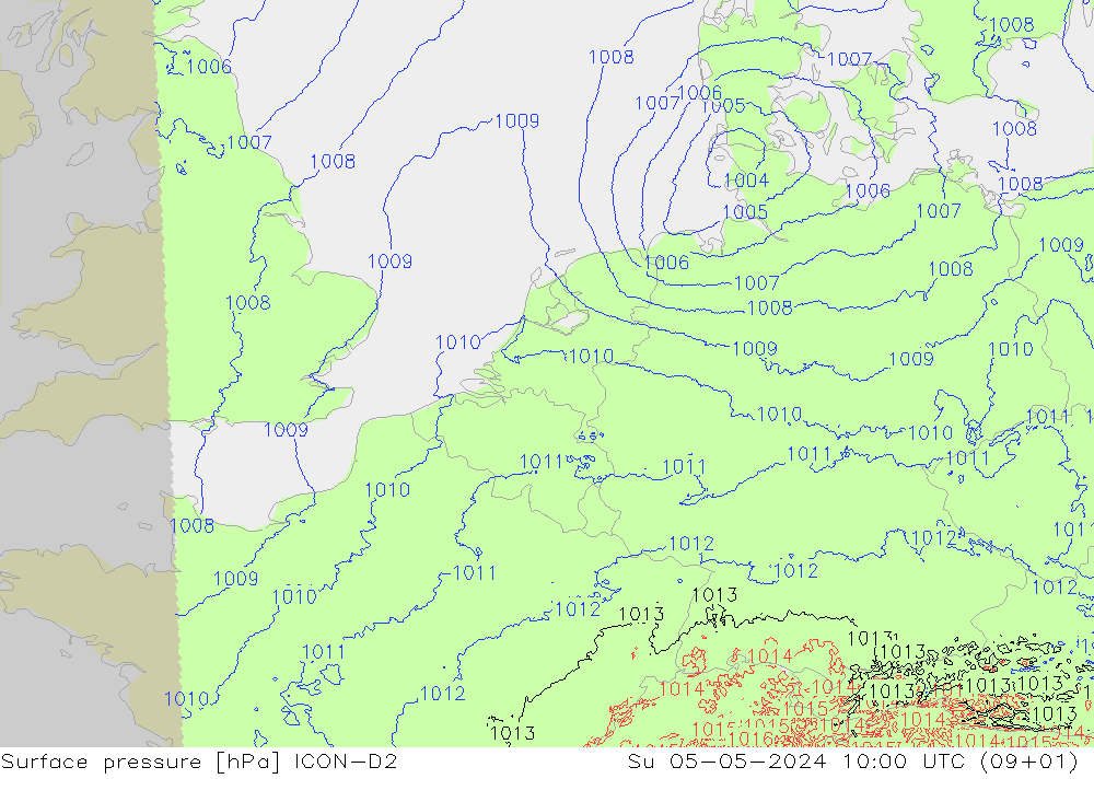 pression de l'air ICON-D2 dim 05.05.2024 10 UTC