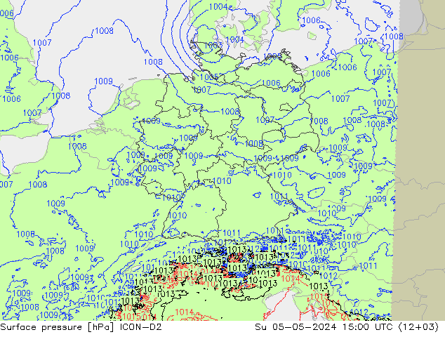 приземное давление ICON-D2 Вс 05.05.2024 15 UTC