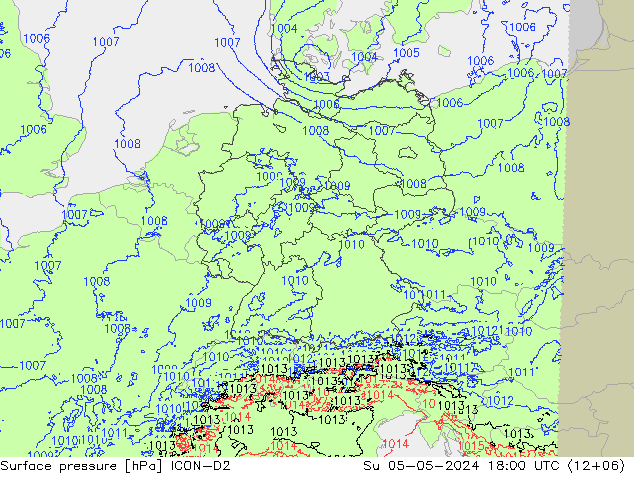 pression de l'air ICON-D2 dim 05.05.2024 18 UTC