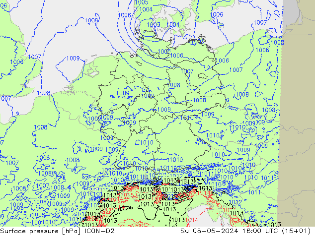 地面气压 ICON-D2 星期日 05.05.2024 16 UTC