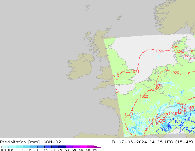 precipitação ICON-D2 Ter 07.05.2024 15 UTC