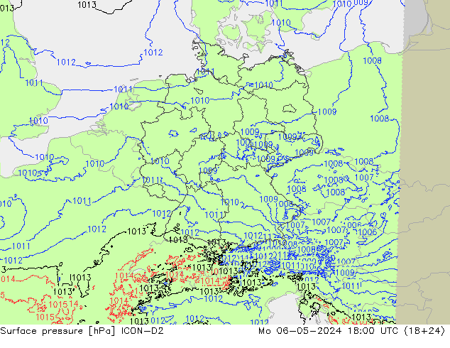 приземное давление ICON-D2 пн 06.05.2024 18 UTC