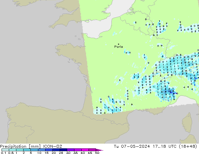 Precipitación ICON-D2 mar 07.05.2024 18 UTC