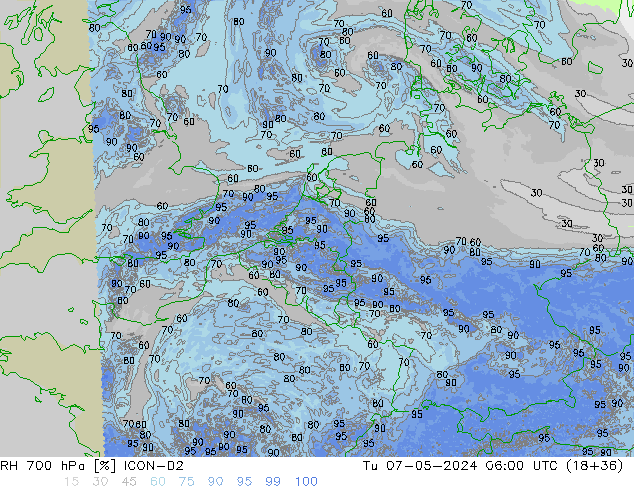 700 hPa Nispi Nem ICON-D2 Sa 07.05.2024 06 UTC