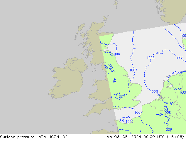 pressão do solo ICON-D2 Seg 06.05.2024 00 UTC