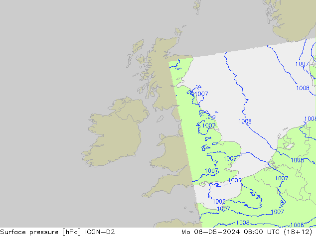 Surface pressure ICON-D2 Mo 06.05.2024 06 UTC