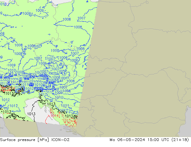 ciśnienie ICON-D2 pon. 06.05.2024 15 UTC