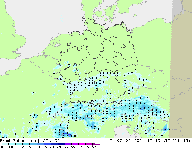 Precipitation ICON-D2 Tu 07.05.2024 18 UTC