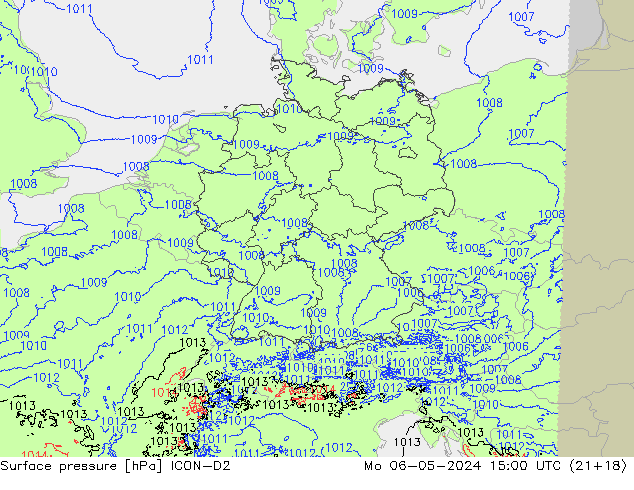 Luchtdruk (Grond) ICON-D2 ma 06.05.2024 15 UTC