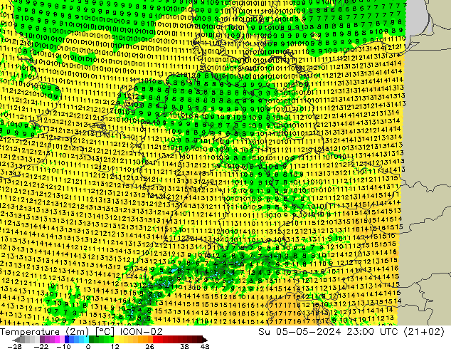 Temperature (2m) ICON-D2 Ne 05.05.2024 23 UTC