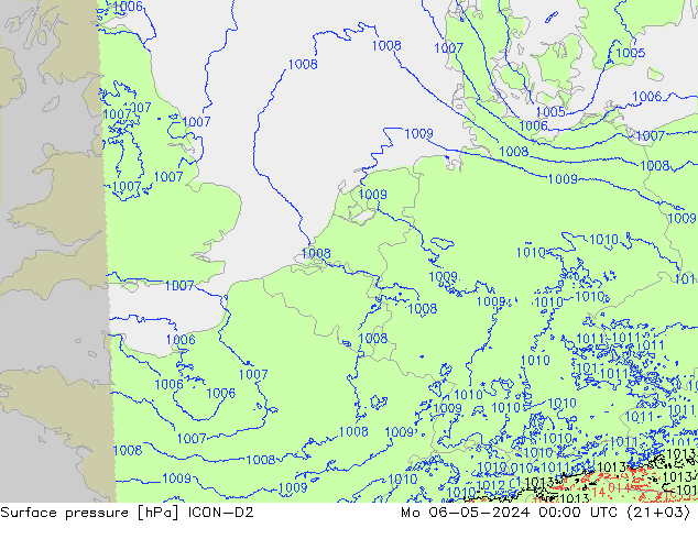 Yer basıncı ICON-D2 Pzt 06.05.2024 00 UTC