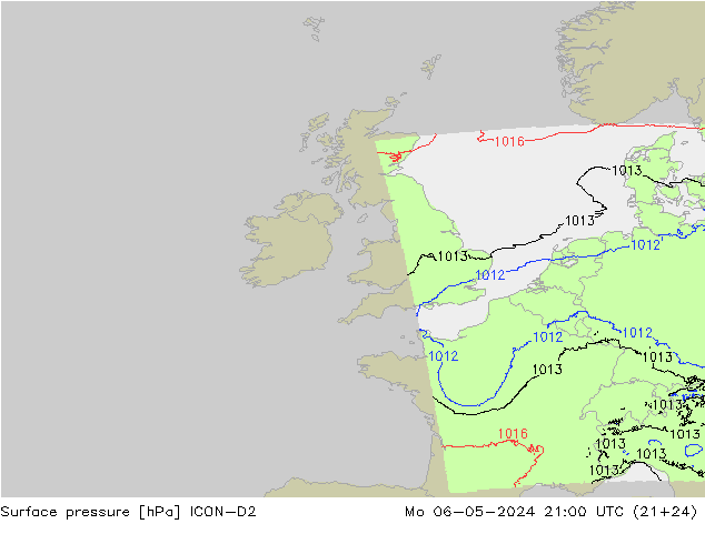 pression de l'air ICON-D2 lun 06.05.2024 21 UTC