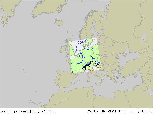 ciśnienie ICON-D2 pon. 06.05.2024 01 UTC