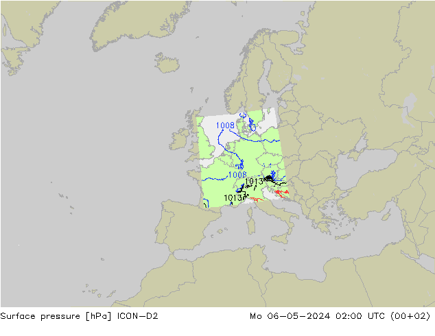 Bodendruck ICON-D2 Mo 06.05.2024 02 UTC