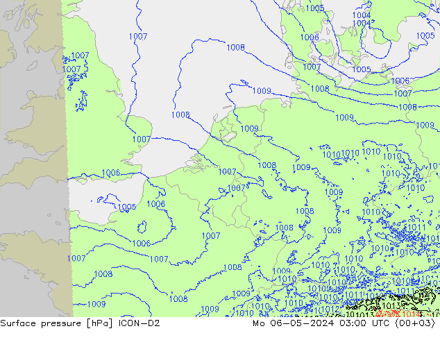 Bodendruck ICON-D2 Mo 06.05.2024 03 UTC