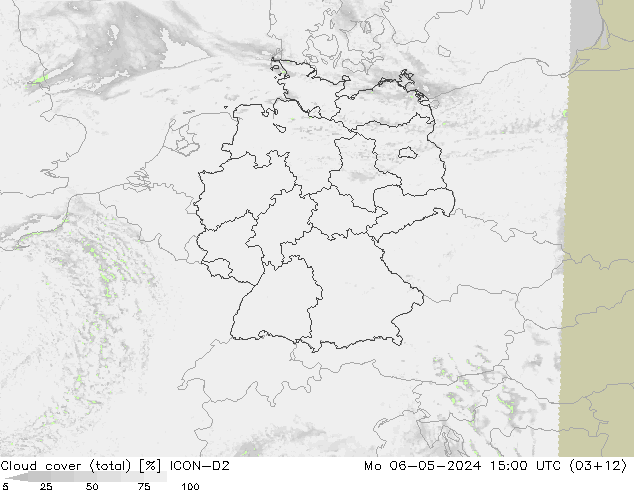 Wolken (gesamt) ICON-D2 Mo 06.05.2024 15 UTC