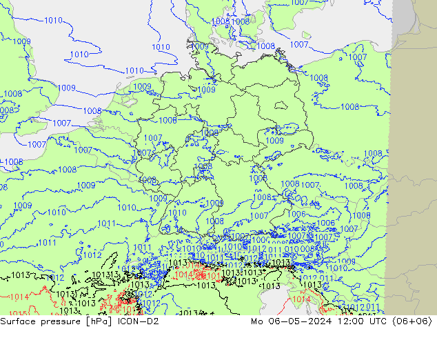 地面气压 ICON-D2 星期一 06.05.2024 12 UTC
