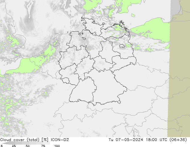 nuvens (total) ICON-D2 Ter 07.05.2024 18 UTC