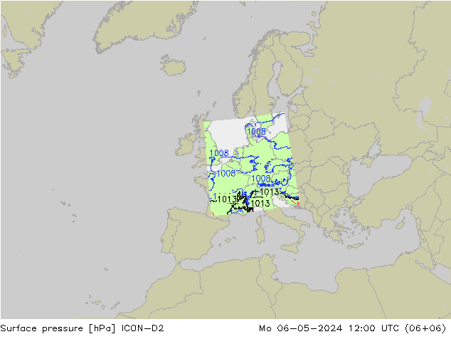 地面气压 ICON-D2 星期一 06.05.2024 12 UTC