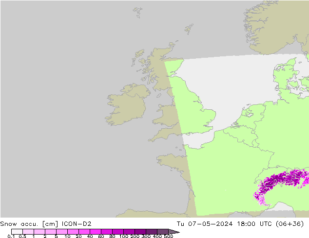 Snow accu. ICON-D2 mar 07.05.2024 18 UTC